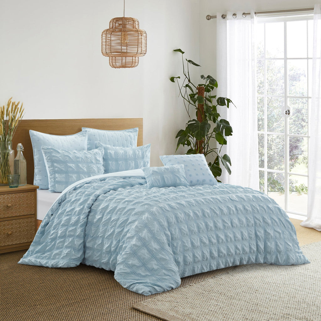 Blue King PolYester 180 Thread Count Washable Duvet Cover Set