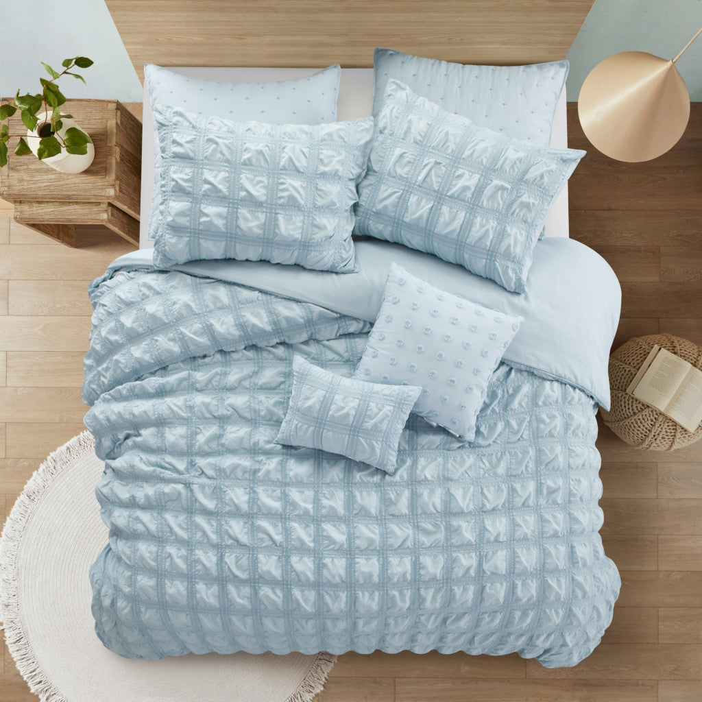 Blue King PolYester 180 Thread Count Washable Duvet Cover Set