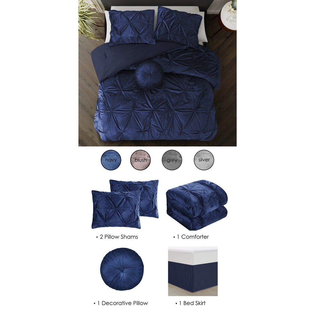 Navy Blue King PolYester 130 Thread Count Washable Down Comforter Set