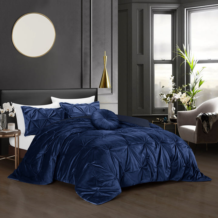 Navy Blue King PolYester 130 Thread Count Washable Down Comforter Set