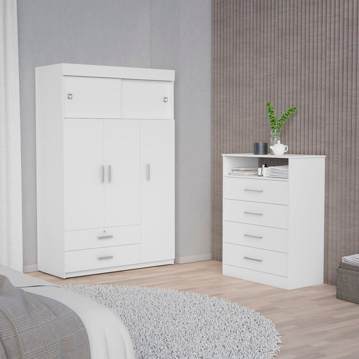 47" White Four Drawer Dresser