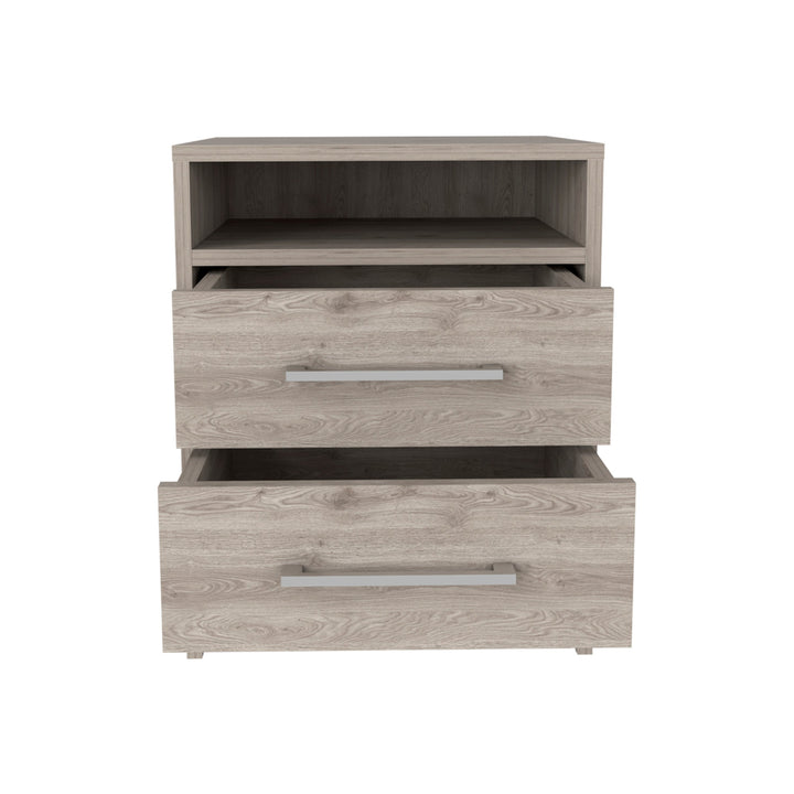 20" Gray Two Drawer Faux Wood Nightstand