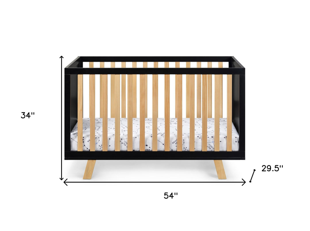 Black Solid and Manufactured Wood Standard Three In One Convertible Crib