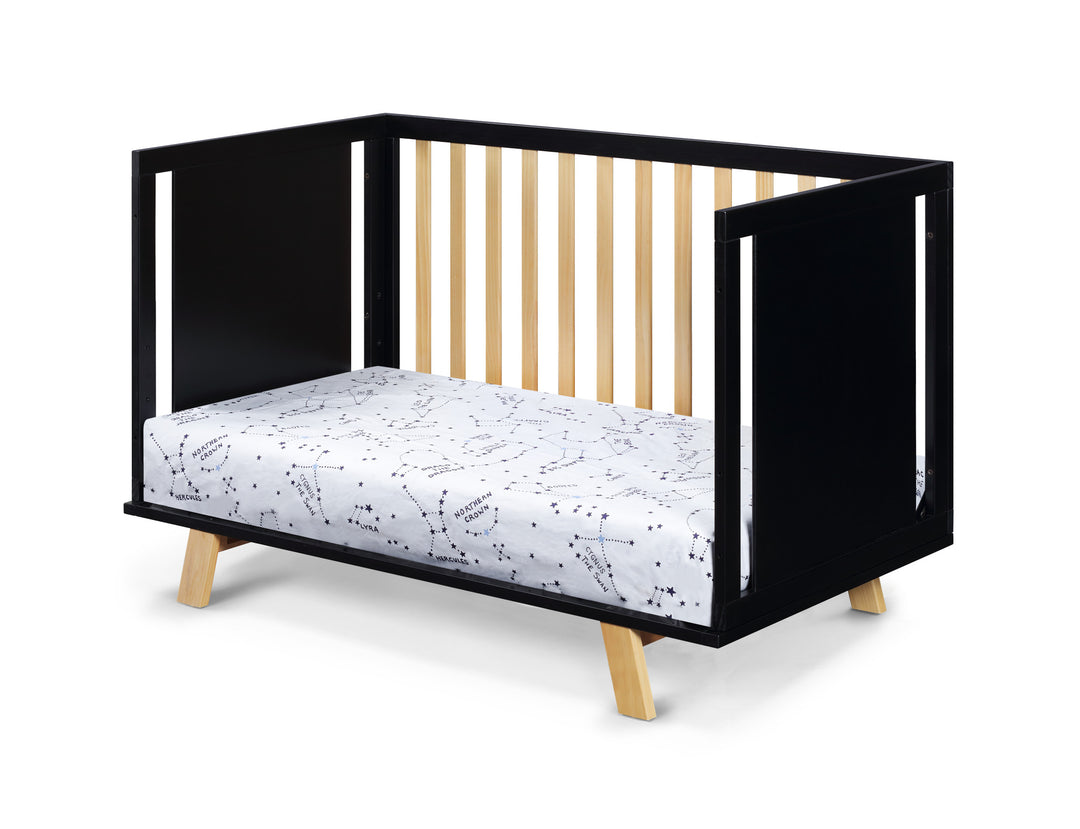 Black Solid and Manufactured Wood Standard Three In One Convertible Crib