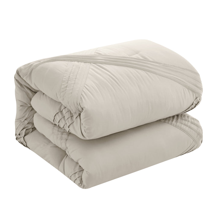 Beige King Polyester 140 Thread Count Washable Down Comforter Set