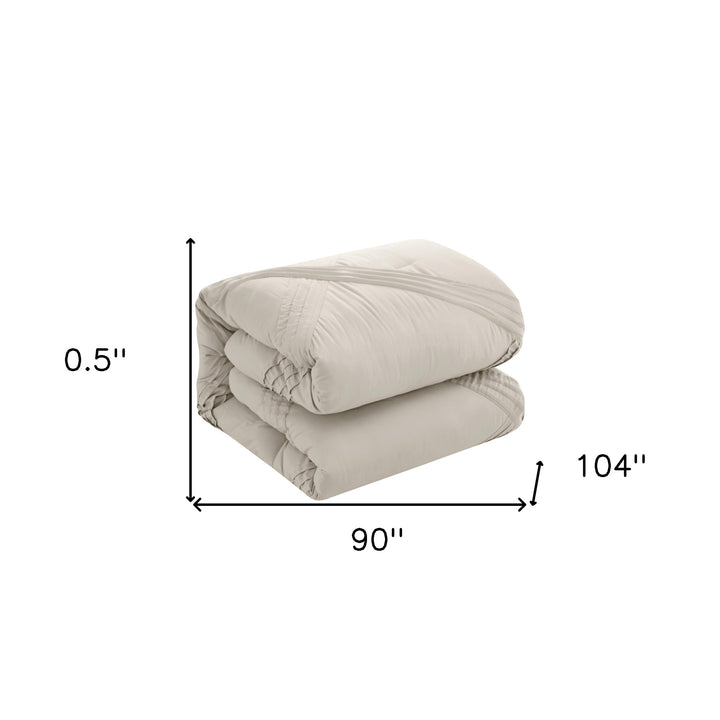 Beige King Polyester 140 Thread Count Washable Down Comforter Set