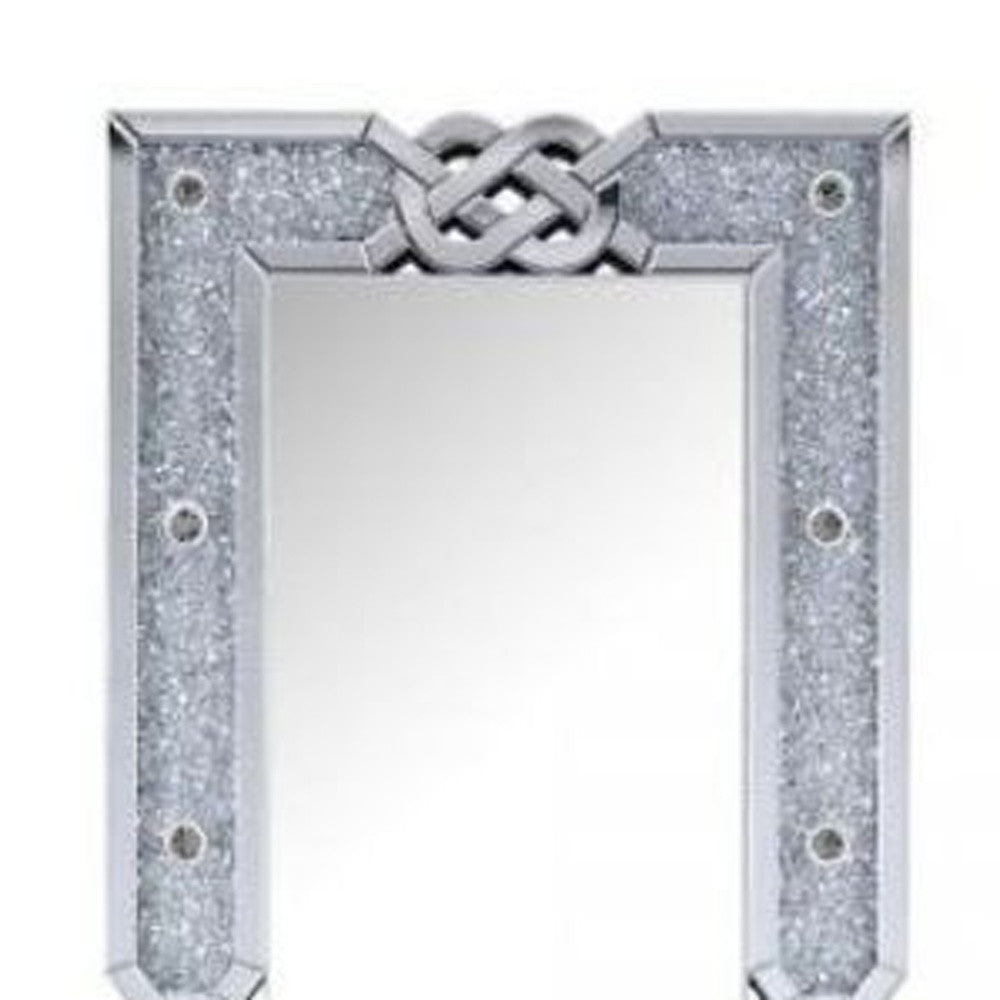 63" Mirrored & Faux Diamonds Lighted Irregular Accent Mirror