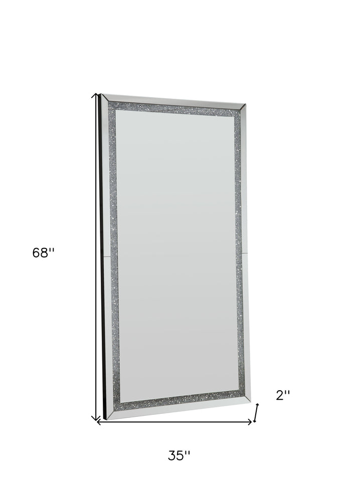 68" LED, Mirrored & Faux Diamonds Lighted Accent Mirror