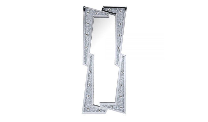 63" Mirrored & Faux Diamonds Lighted Irregular Accent Mirror