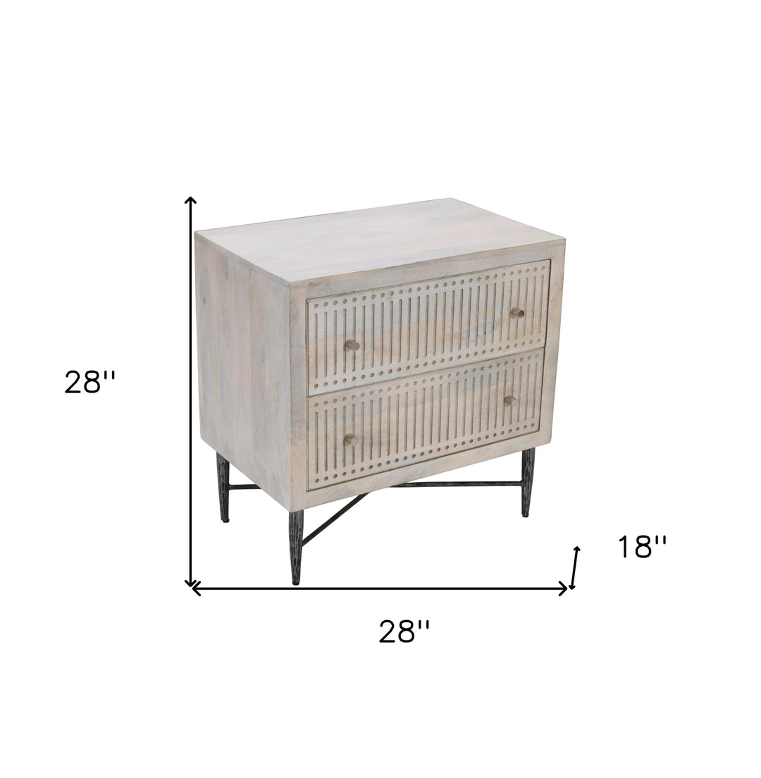 28" Brushed Ivory Two Drawer Nightstand