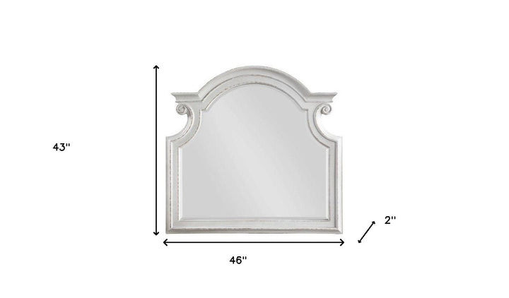 43" Antique White Irregular Dresser Mirror