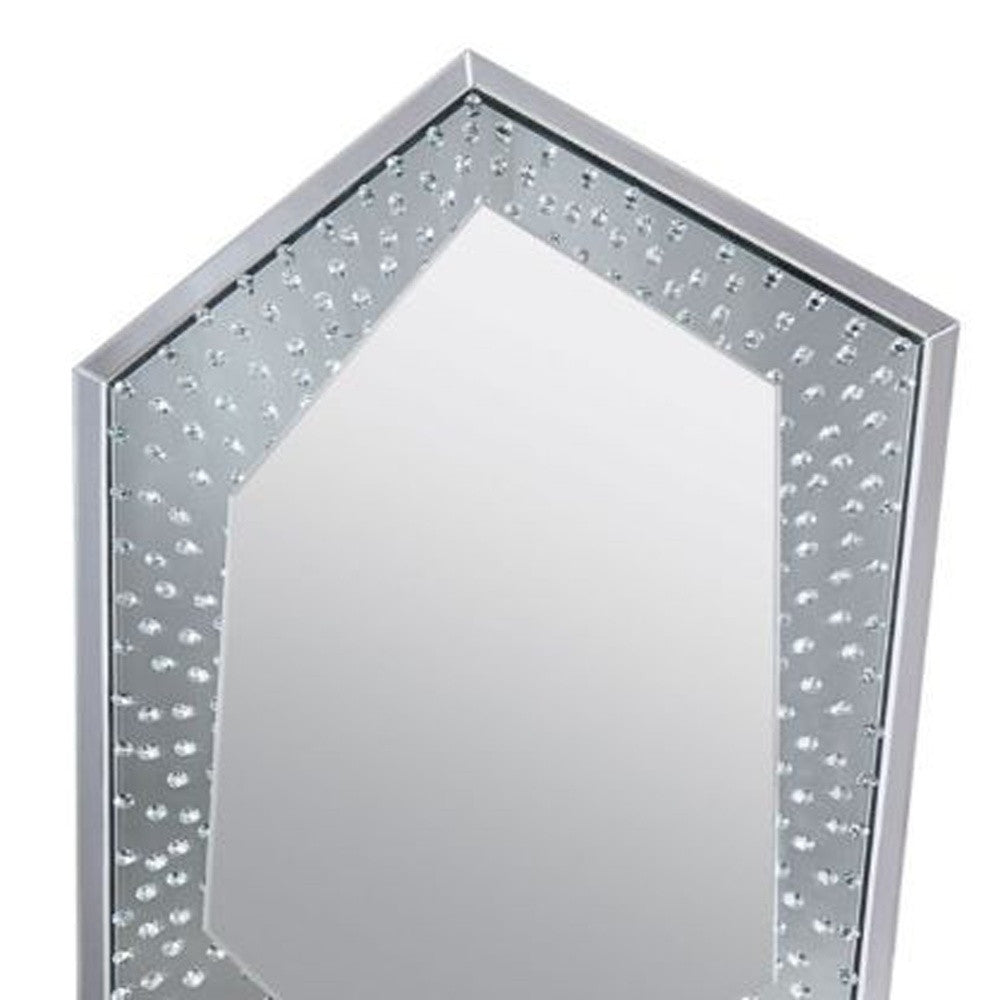 47" Mirrored & Faux Crystals Irregular Accent Mirror