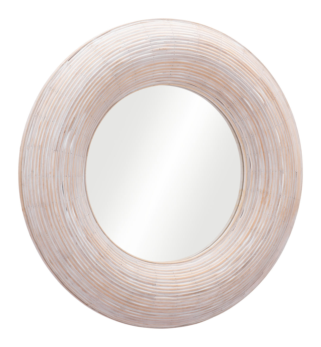 Beige Round Framed Accent Mirror