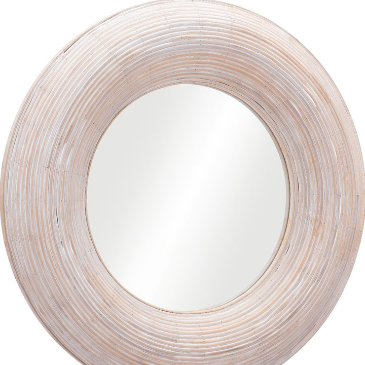 Beige Round Framed Accent Mirror