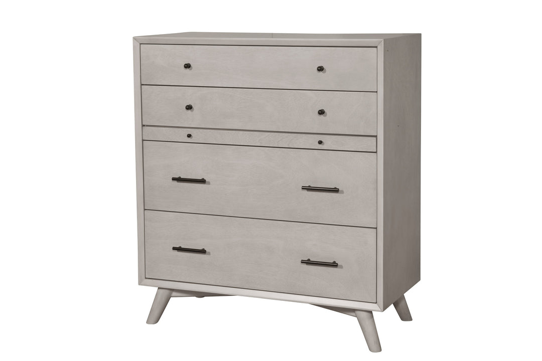 38" Gray Solid Wood Four Drawer Chest