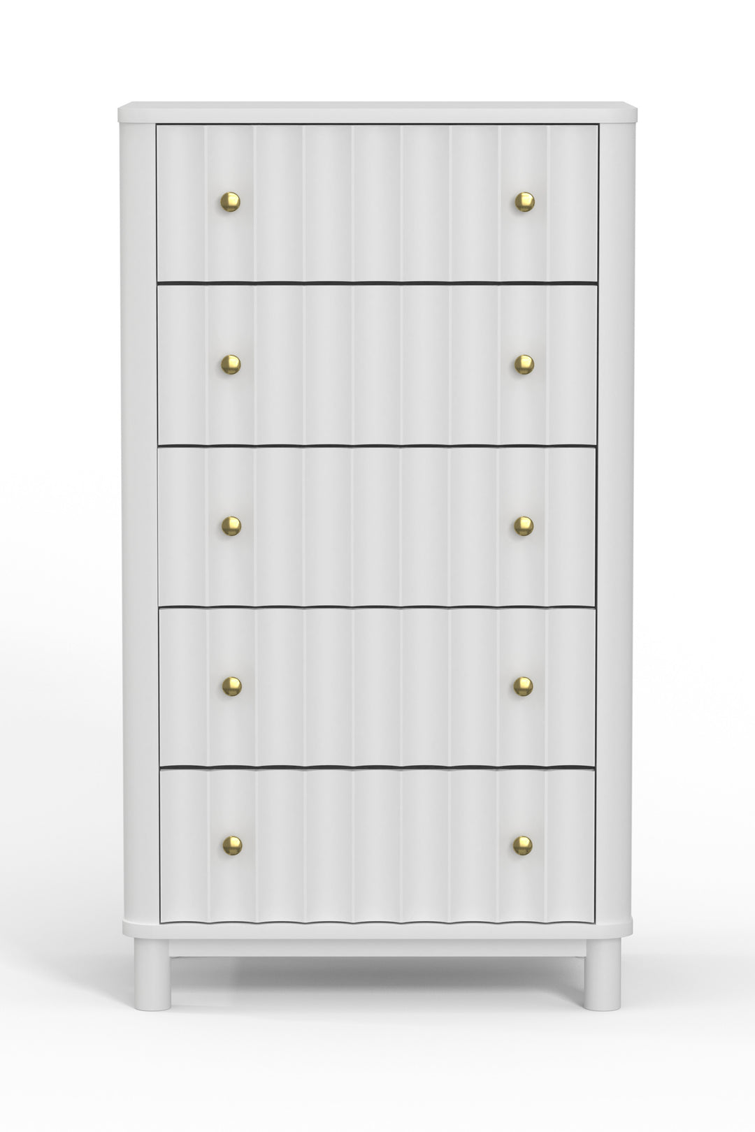 28" White Solid Wood Five Drawer Chest