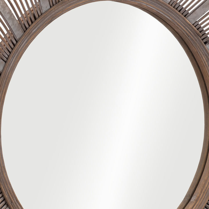 32" Brown Round Accent Mirror