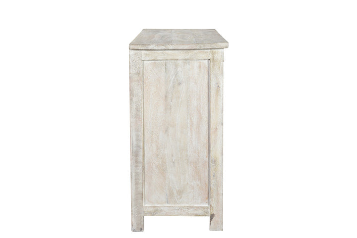 57" White Wash Solid Wood Six Drawer Double Dresser