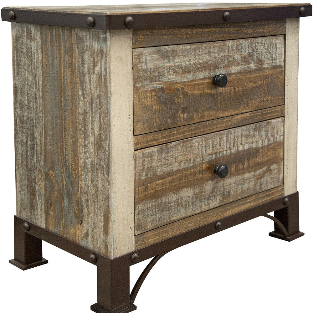 27" Brown Two Drawer Nightstand