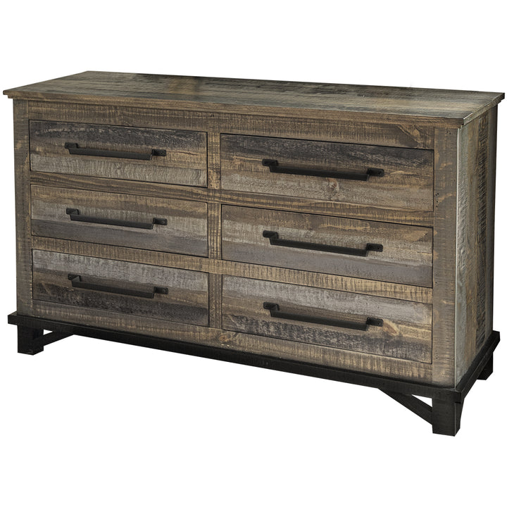 56" Brown Solid Wood Six Drawer Double Dresser