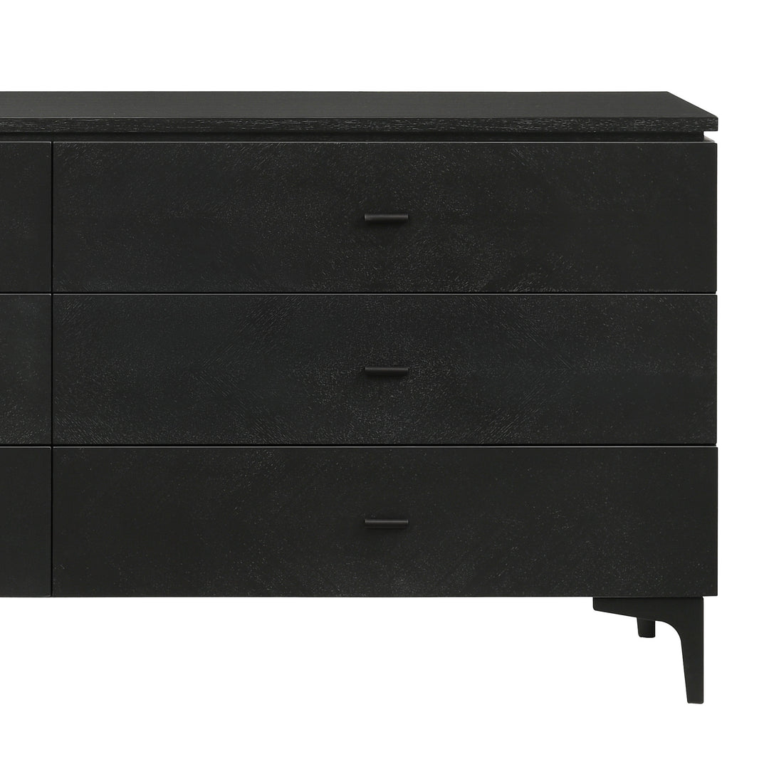 63" Black Six Drawer Double Dresser