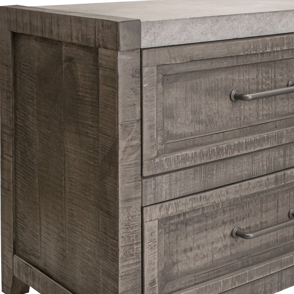 27" Gray Two Drawer Nightstand