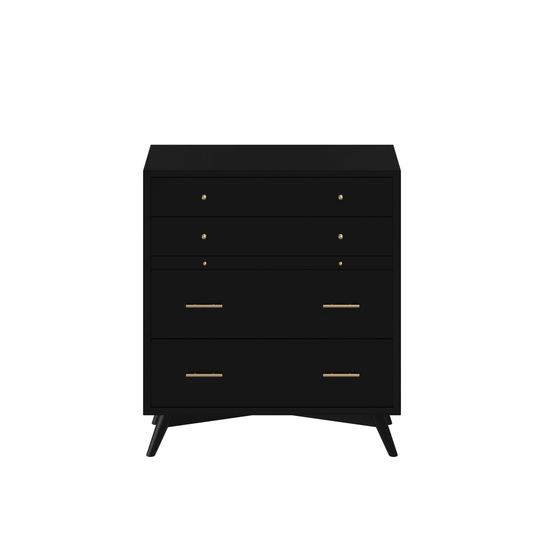 38" Black Solid Wood Four Drawer Chest