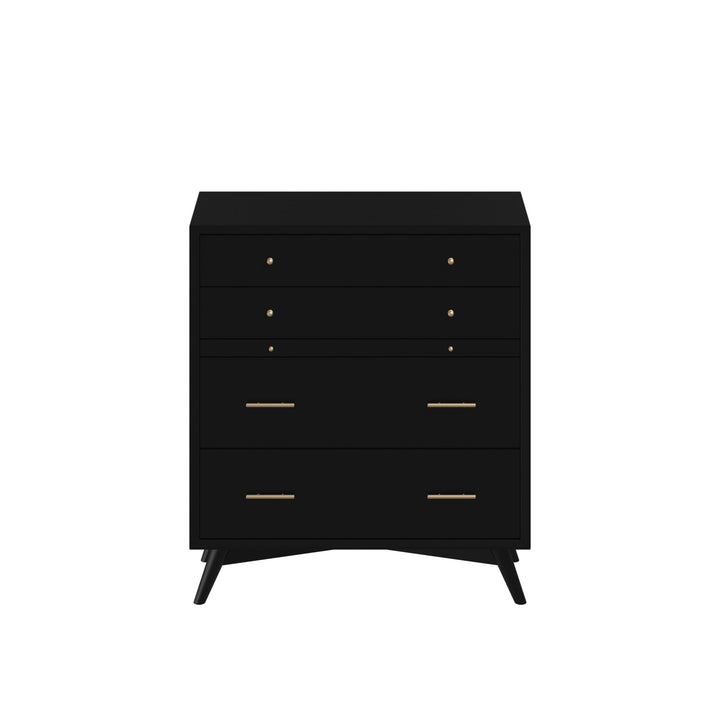 38" Black Solid Wood Four Drawer Chest