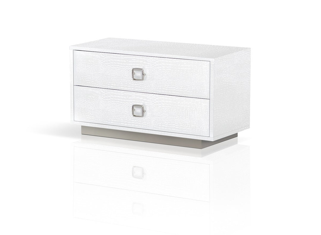 19" White Two Drawer Nightstand