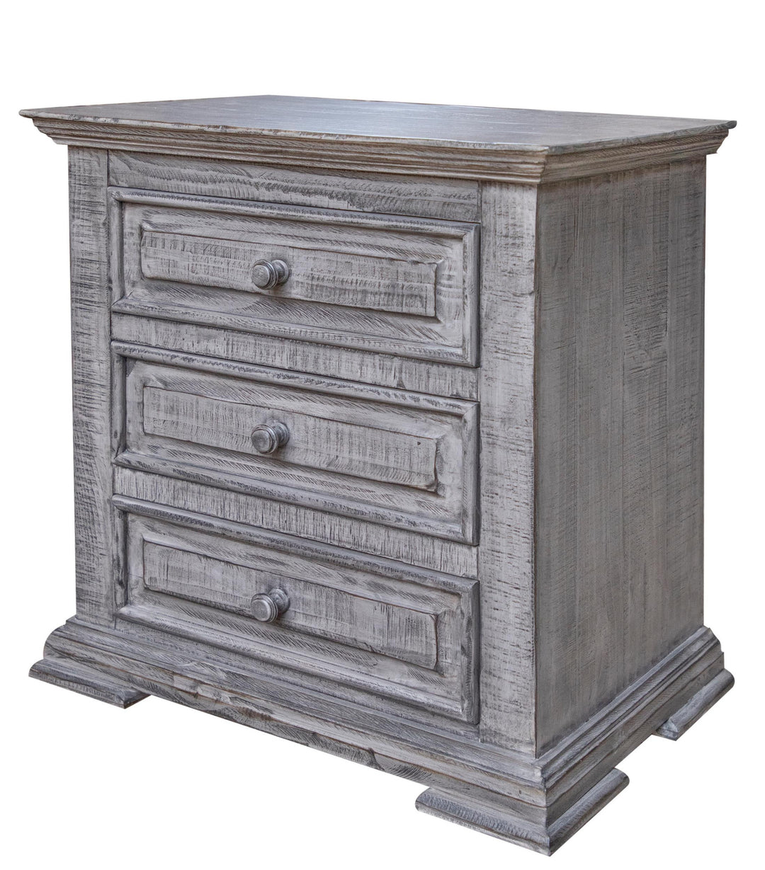 32" Gray Three Drawer Nightstand