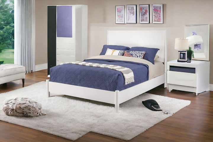 White Solid and Manufactured Wood California King Bed