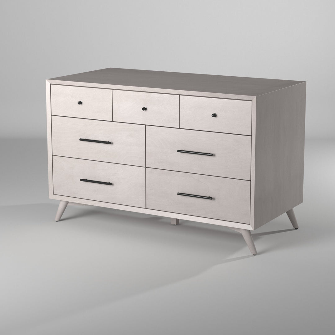 59" Gray Solid Wood Seven Drawer Double Dresser