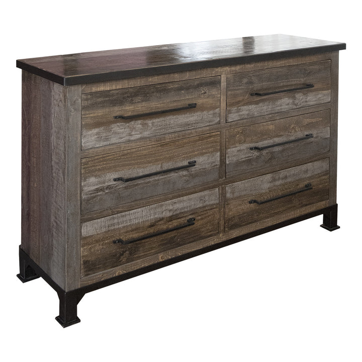 61" Brown Solid Wood Six Drawer Double Dresser