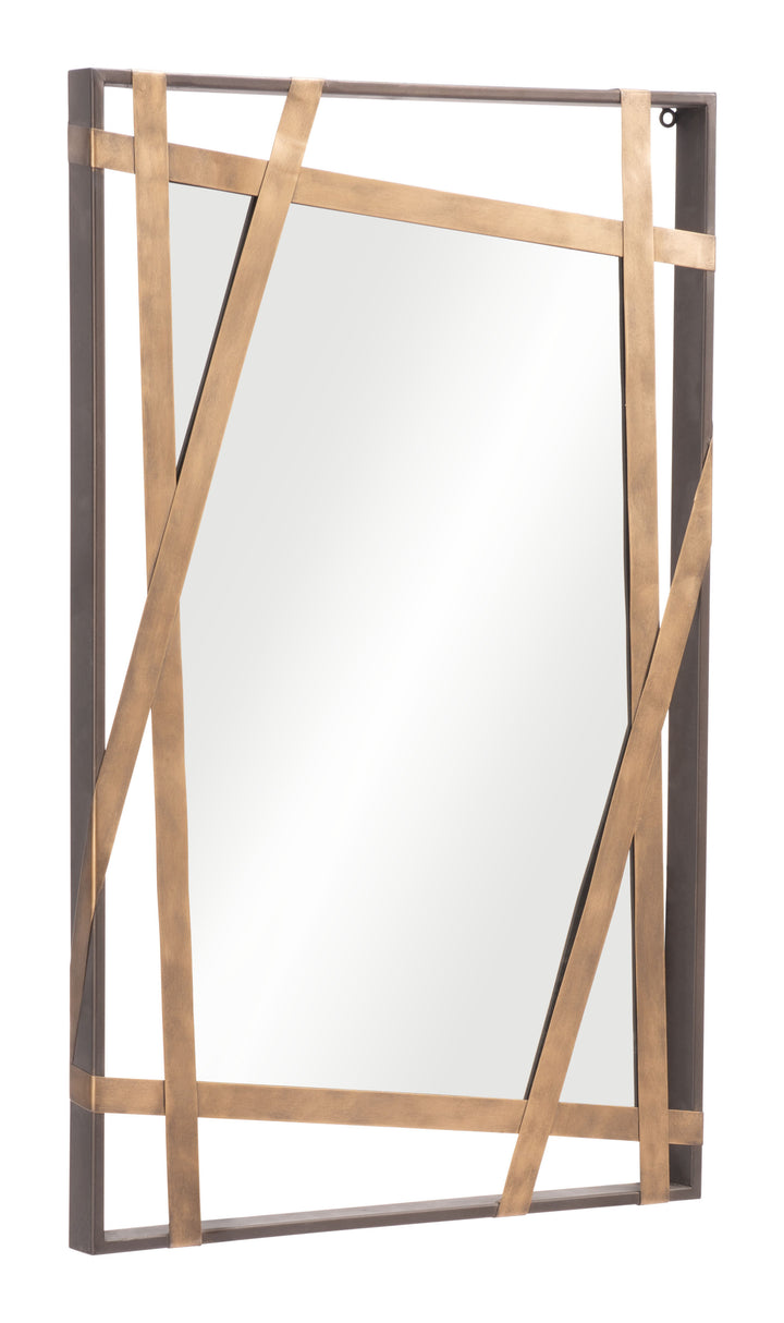 32" Gold and Black Accent Steel Mirror