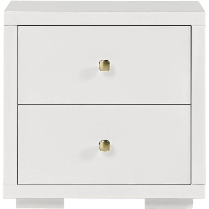 19" White Two Drawer Nightstand