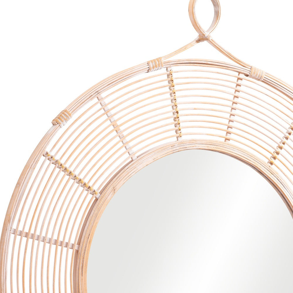 Natural Round Framed Accent Mirror