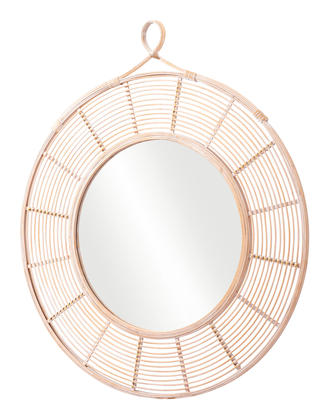 Natural Round Framed Accent Mirror