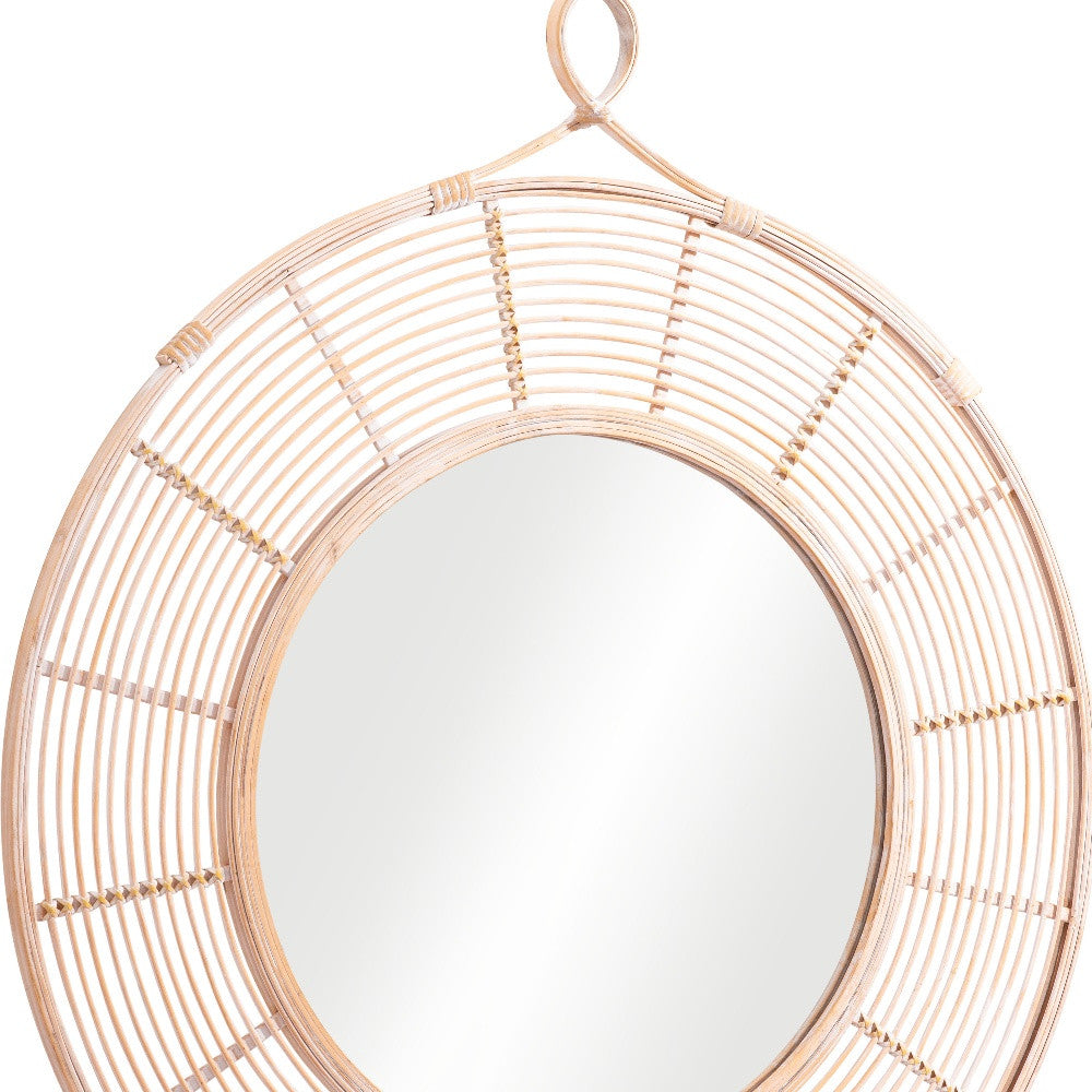 Natural Round Framed Accent Mirror