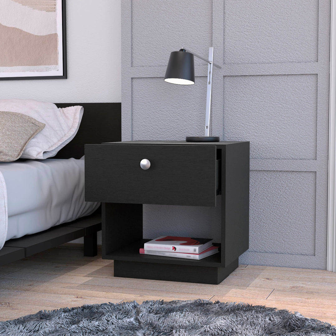 20" Black One Drawer Nightstand With Integrated Tech