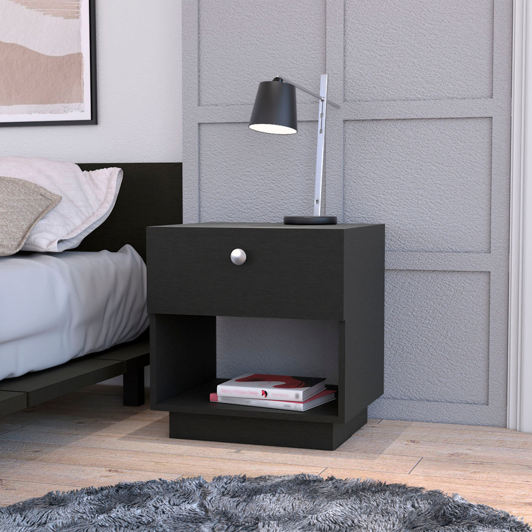 20" Black One Drawer Nightstand With Integrated Tech