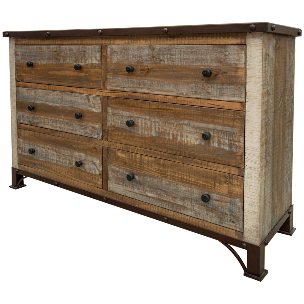 61" Brown Solid Wood Six Drawer Double Dresser