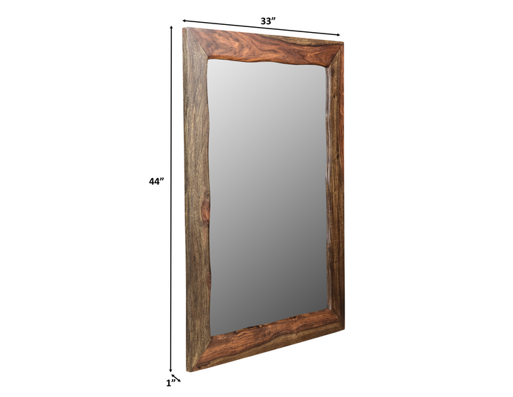 44" Dark Brown Solid Wood Framed Accent Mirror