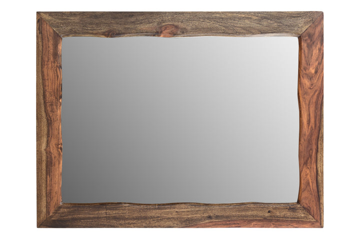 44" Dark Brown Solid Wood Framed Accent Mirror