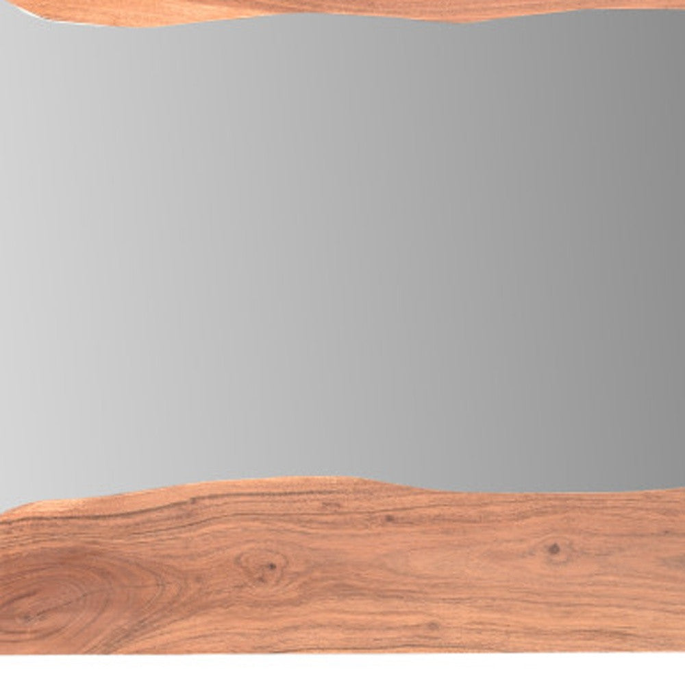 24" Brown Solid Wood Framed Accent Mirror