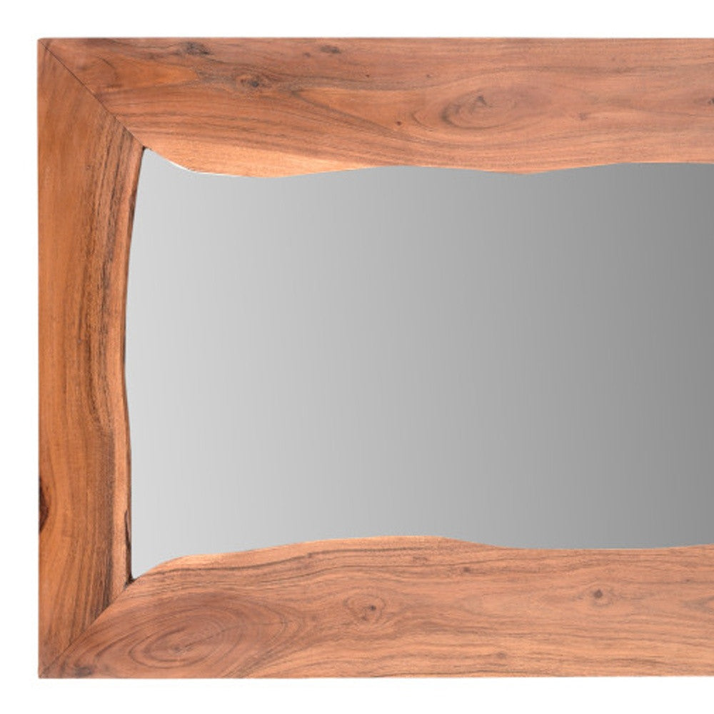 24" Brown Solid Wood Framed Accent Mirror