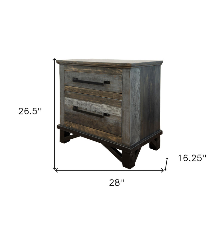 27" Brown Two Drawer Nightstand