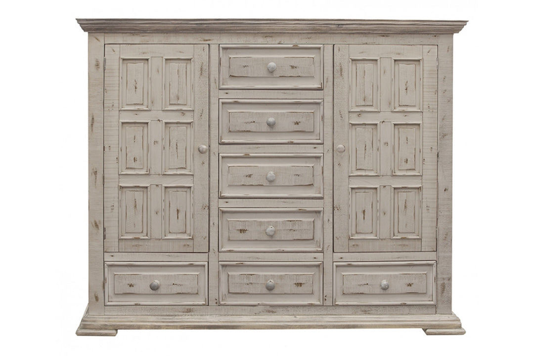 64" White Solid Wood Seven Drawer Gentlemans Chest