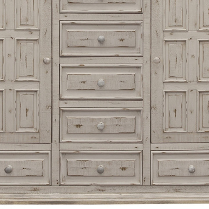 64" White Solid Wood Seven Drawer Gentlemans Chest