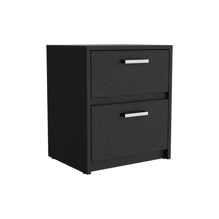 19" Black Two Drawer Nightstand