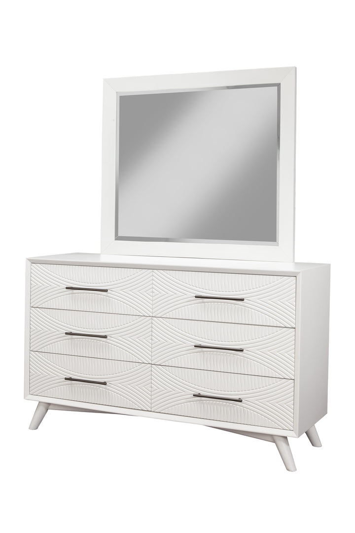 56" White Solid Wood Six Drawer Double Dresser